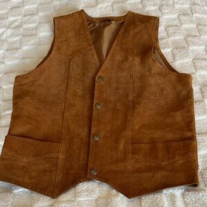Unisex Brown Suede Vest